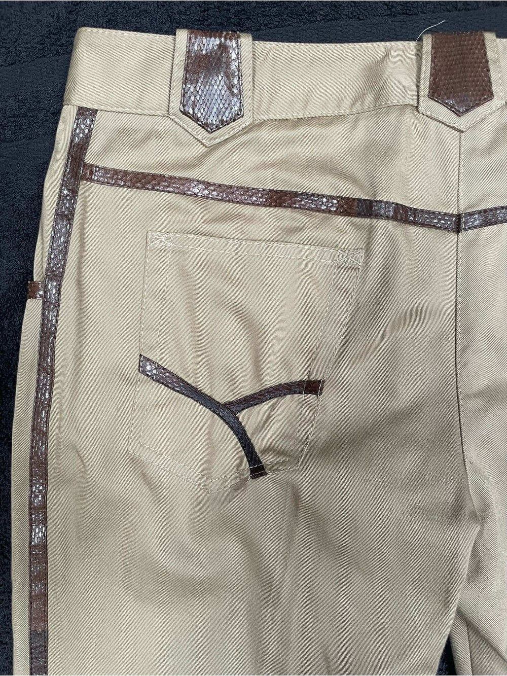 Dolce & Gabbana Beige Chinos with Brown Snakeskin Trim - Picture 8 of 11